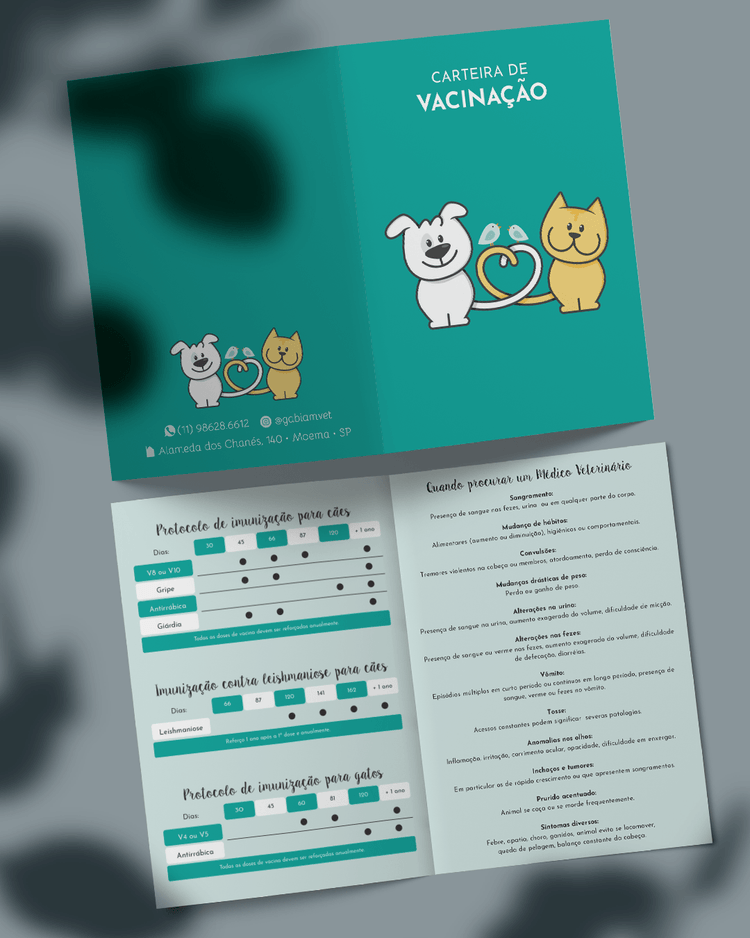 Caderneta de vacina pet
